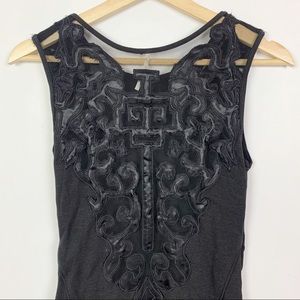 FREE PEOPLE Mesh Back w/Design Fitted Black Dress